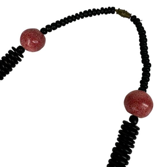 Vintage Inlay Acrylic Shell Necklace Long Beaded Statement MOP Mother Of Pearl - Picture 5 of 7